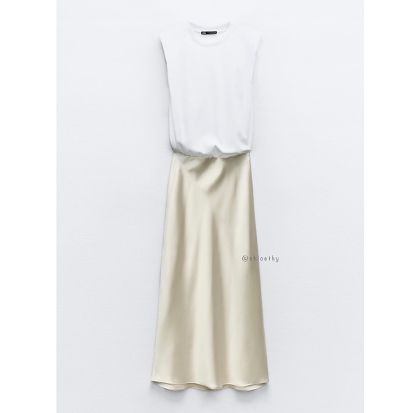 Zara CONTRASTING SATIN EFFECT DRESS - Picture 3 of 7